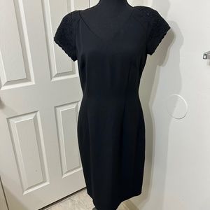 Donna Morgan Vintage 90’s Donna Morgan Black Beaded Poof Sleeve Button Back Midi